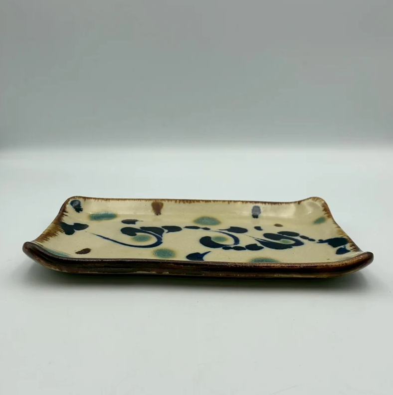 Blue plate from Okinawa, handmade in Japan