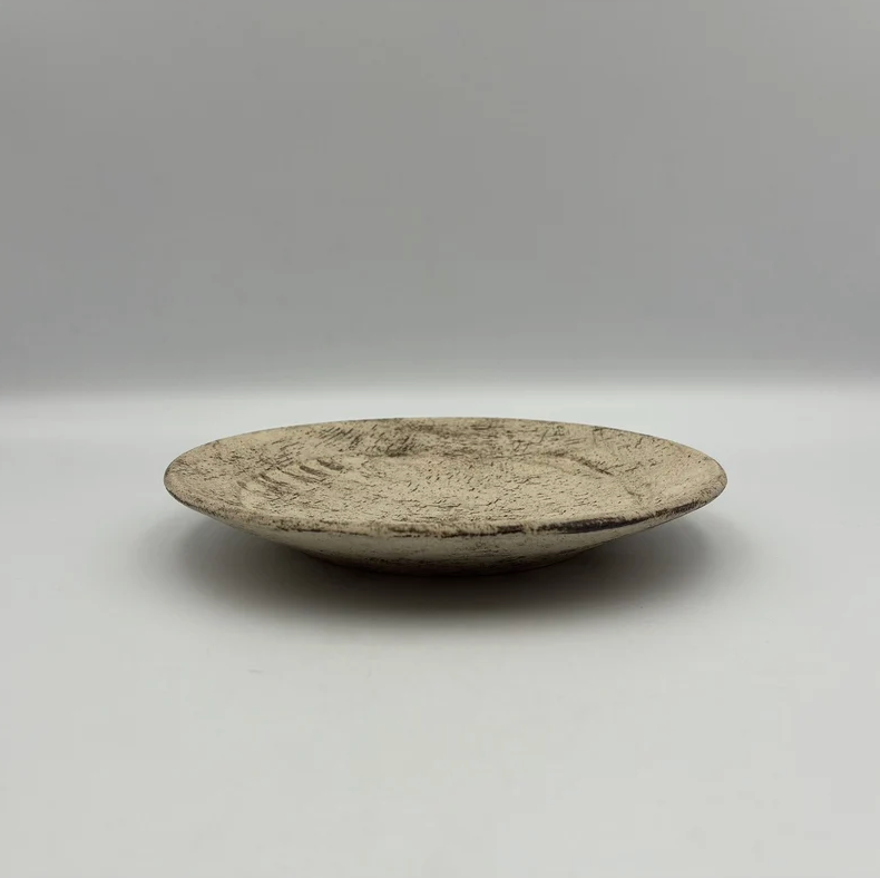 Handmade Okinawa ware plate, one of a kind