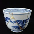 Meiji era Kintsugi Imari teacup (bamboo pattern)