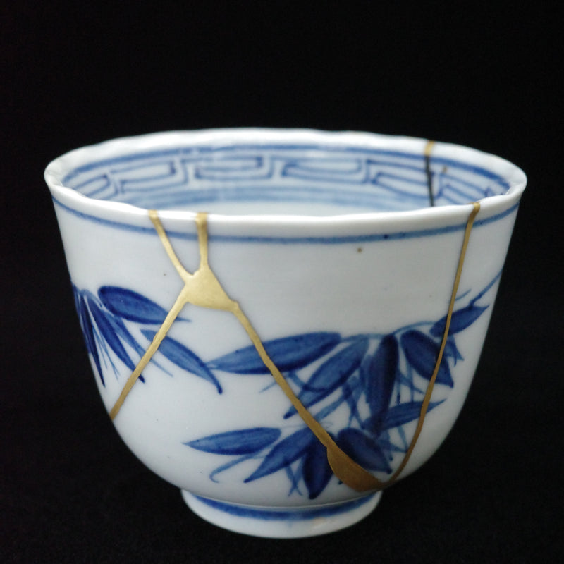 Meiji era Kintsugi Imari teacup (bamboo pattern)