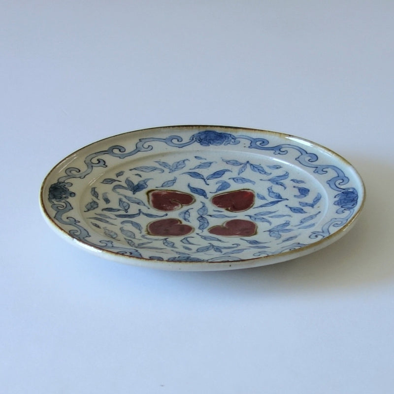 Sometsuke Peach Plate, 21cm