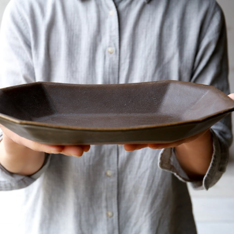 Rust Glaze Octagonal Deep Bowl (Large)