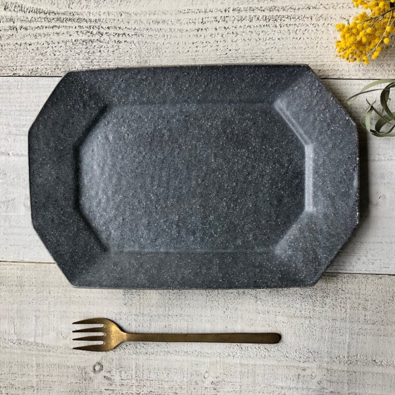 Gray Glaze Octagonal Plate - Large