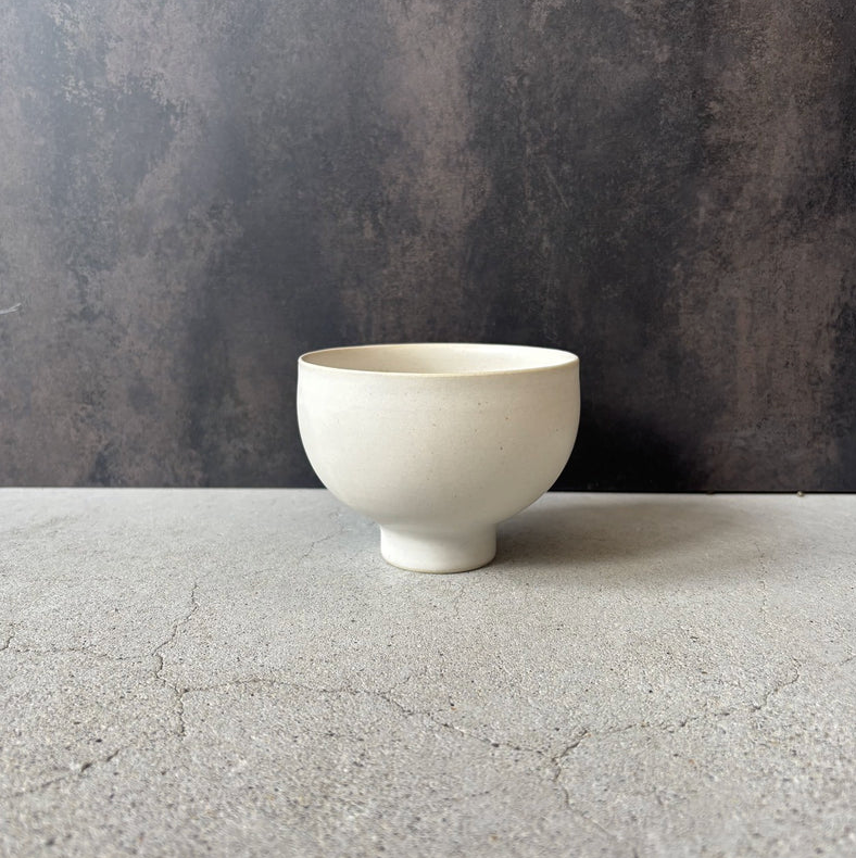Footed Bowl, Small, White No.1 — Okinawa. Handmade Okinawa ware from Japan.