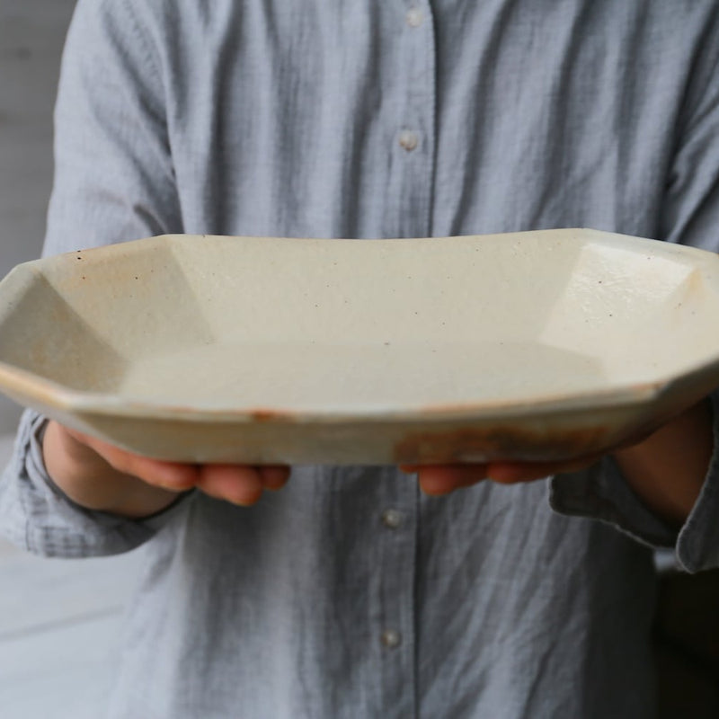 Iron oxide glaze, octagonal deep bowl, large