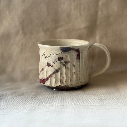 Line Landscape Shinogi Mug. Handmade Miyazaki ware from Japan.