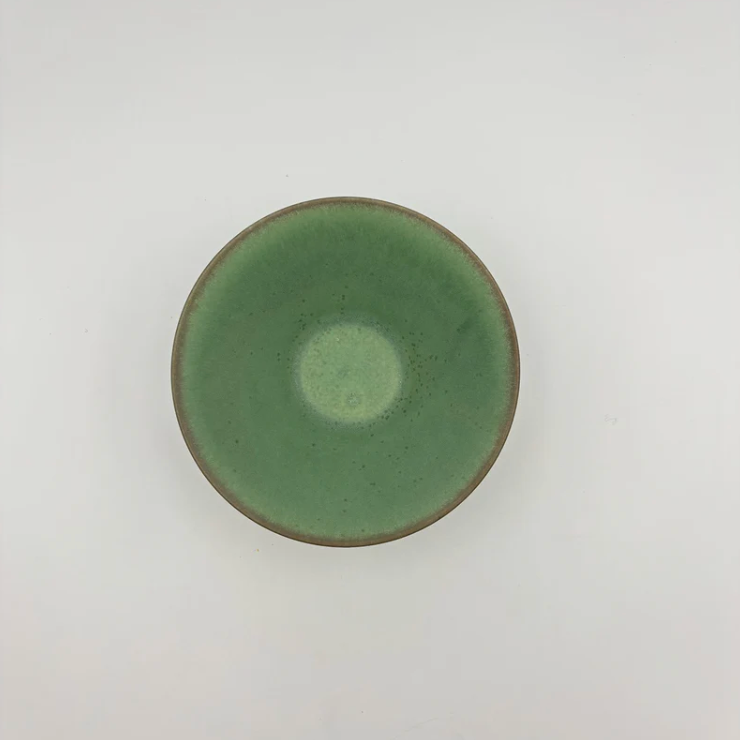Fine Crystal Green Glaze Morning Glory Bowl S