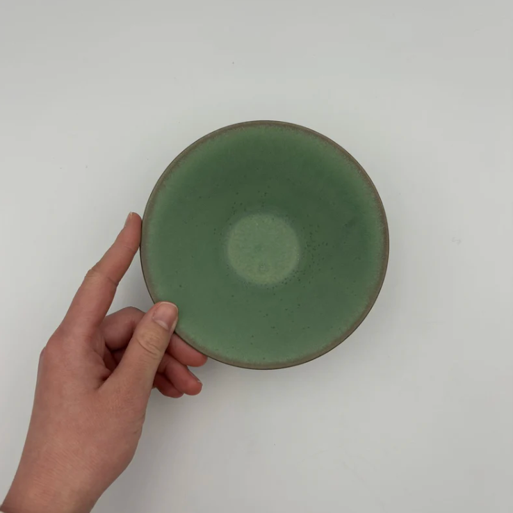 Fine Crystal Green Glaze Morning Glory Bowl S