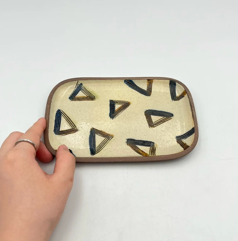 Okinawa ware plate made by hand in Okinawa, Japan