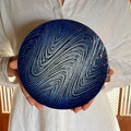 Yoake Blue Wave Flat Plate, Gift Boxed — Seto, shipped worldwide from Kyoto