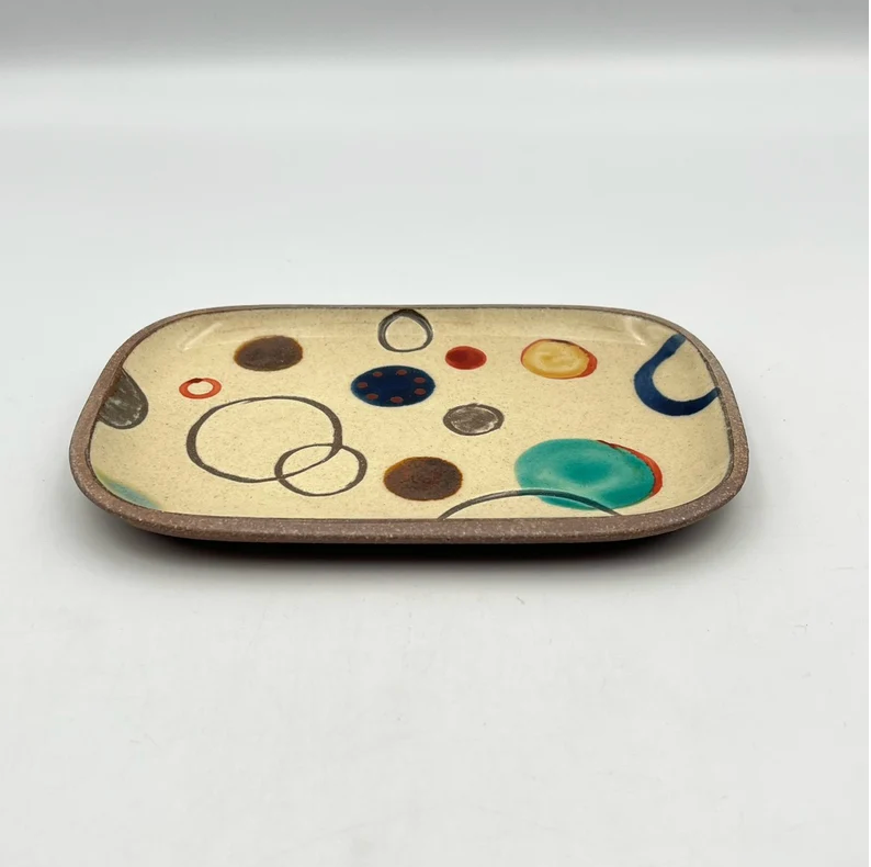Brown plate from Okinawa, handmade in Japan