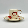 Cup & Saucer, Apple — Okinawa. Handmade Okinawa ware from Japan.