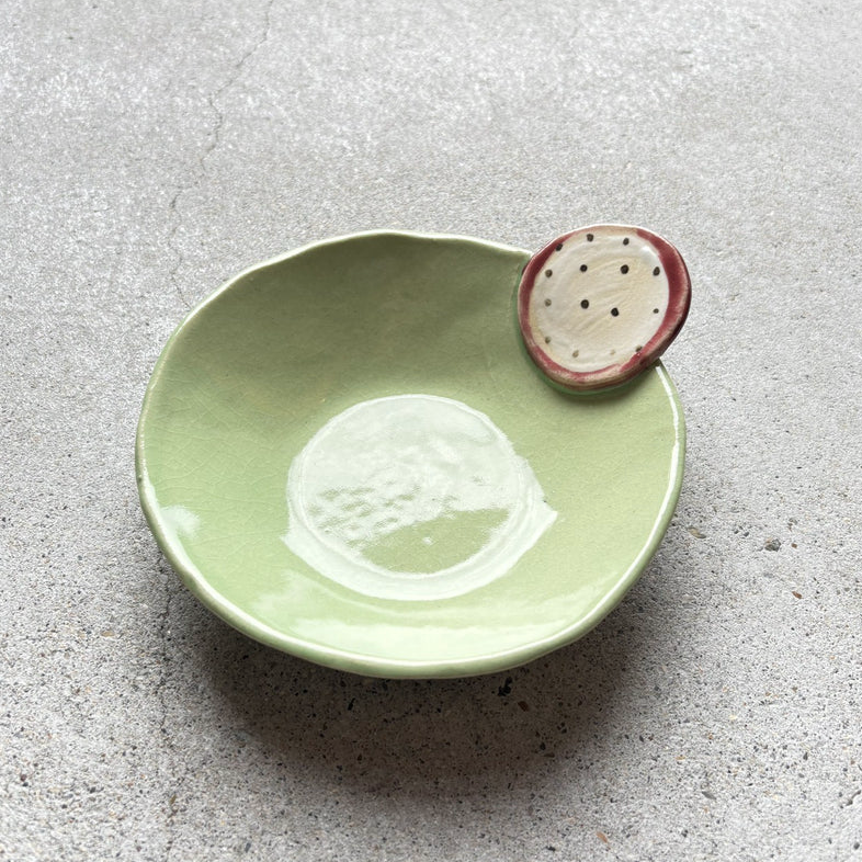 Green bowl from Okinawa, handmade in Japan