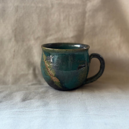 Blue & Green Landscape Mug No.2. Handmade Miyazaki ware from Japan.