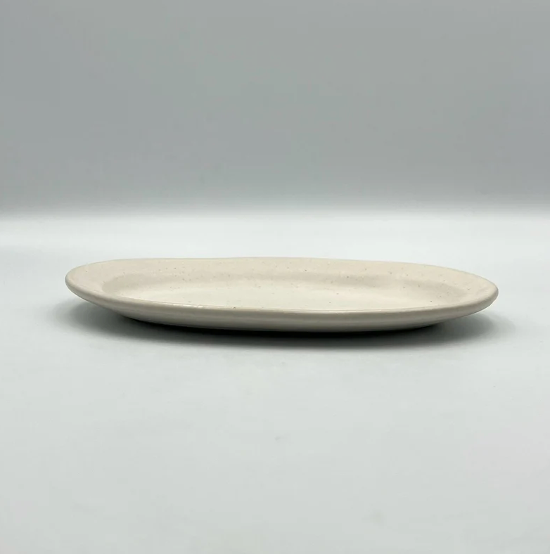 White plate from Okinawa, handmade in Japan