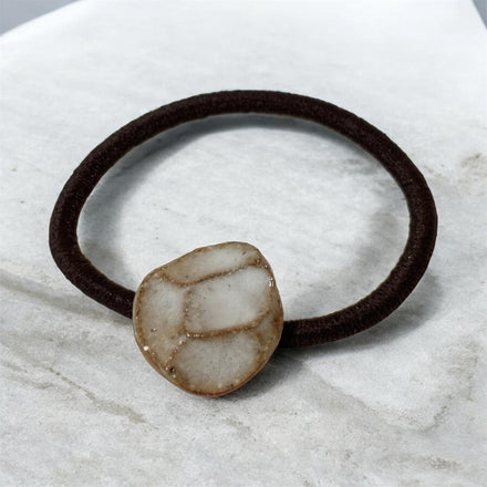 Ceramic Hair Tie, Brown. Handmade Seto ware from Japan.