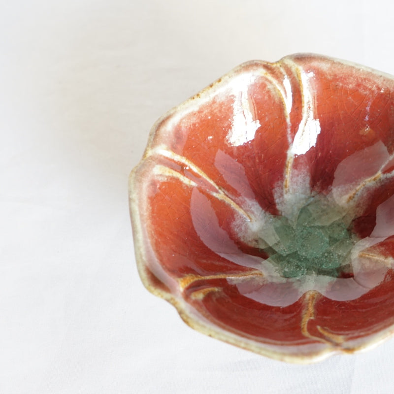 Crimson Glaze Flower Bean Bowl