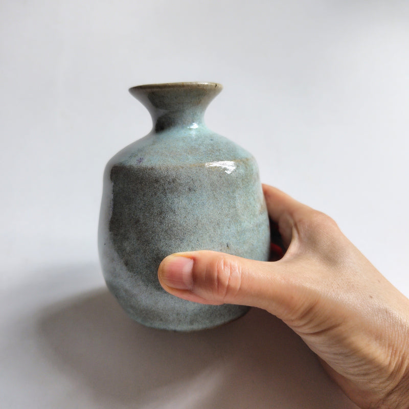 Sake bottle with pine ash glaze