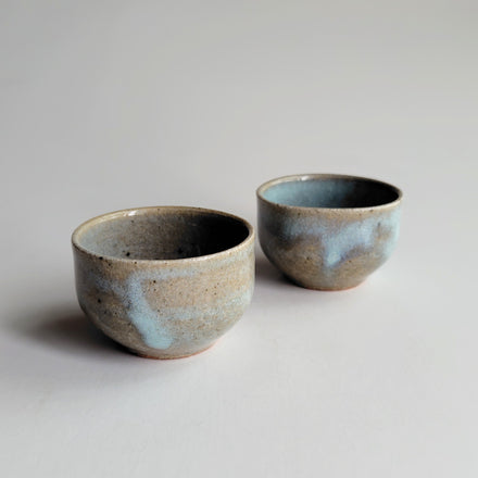 Pinched Ash Glaze Guinomi Sake Cup