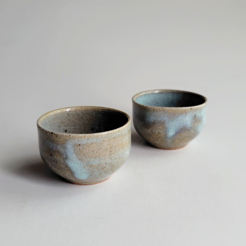 Pinched Ash Glaze Guinomi Sake Cup
