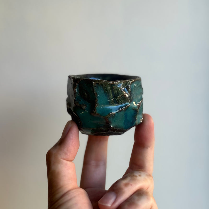 Handmade Miyazaki ware sake cup, one of a kind
