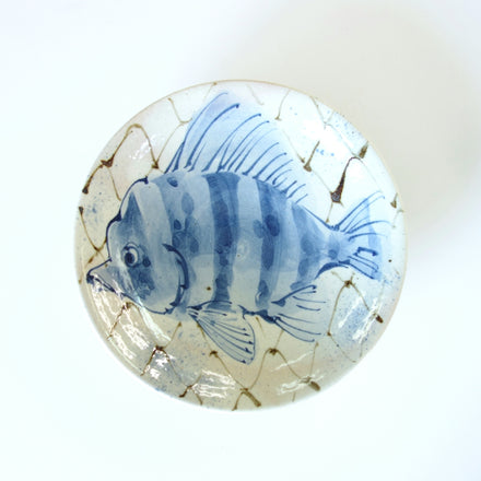 Fish Shallow Bowl. Handmade Tokyo ware from Japan.