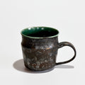 Black, Gold and Green Glaze Coffee Cup. Handmade Kyoto ware from Japan.