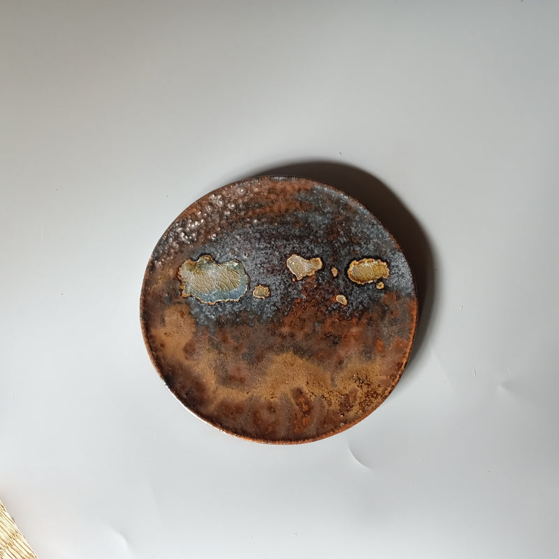 Black plate from Bizen, handmade in Japan