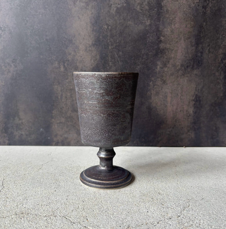 Straight Goblet, Manganese No.2 — Okinawa. Handmade Okinawa ware from Japan.