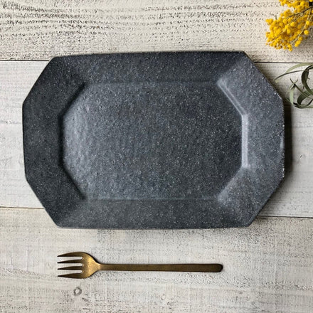 Gray Glaze Octagonal Plate - Large