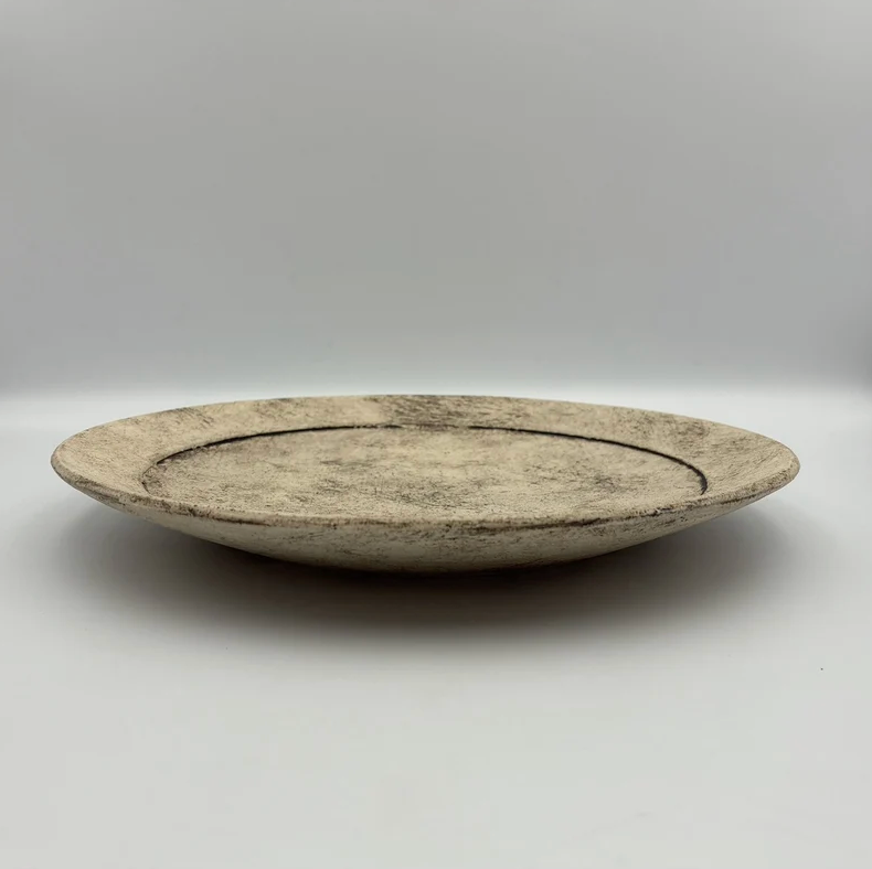 Handmade Okinawa ware plate, one of a kind