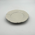 Celadon White Porcelain, Arabesque Flower-shaped Rimmed Plate