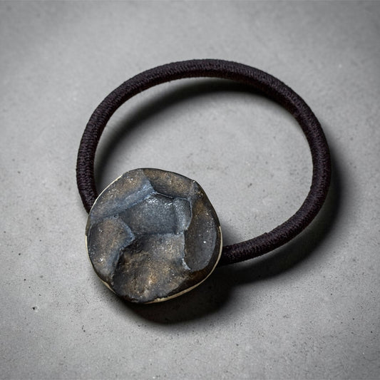 Ceramic Hair Tie, Black. Handmade Seto ware from Japan.