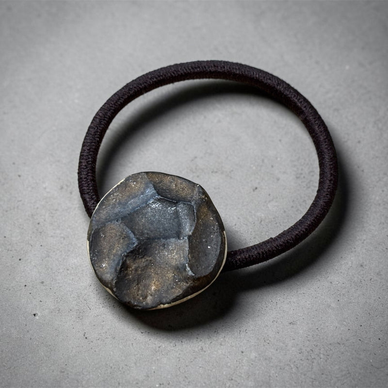 Ceramic Hair Tie, Black. Handmade Seto ware from Japan.