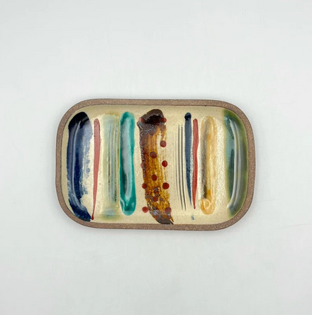 Small Rectangular Plate No.7 — Okinawa. Handmade Okinawa ware from Japan.