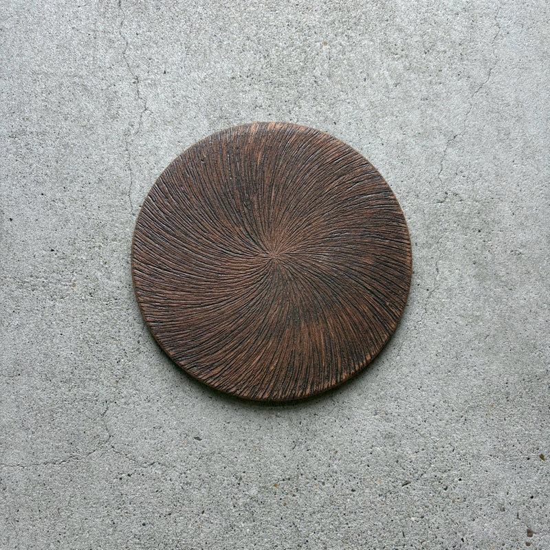 Reversible Woodgrain Plate No.4 — Kasama. Handmade Kasama ware from Japan.