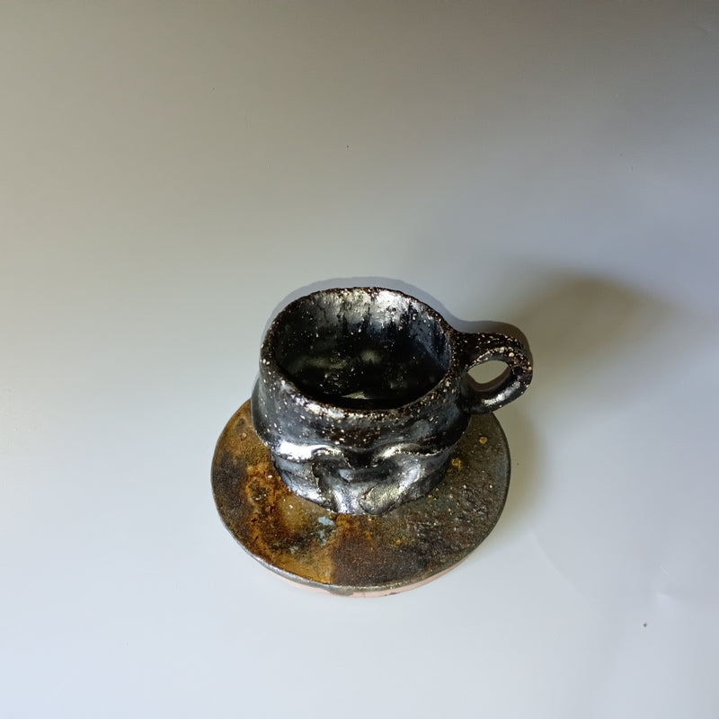 Black mug from Bizen, handmade in Japan