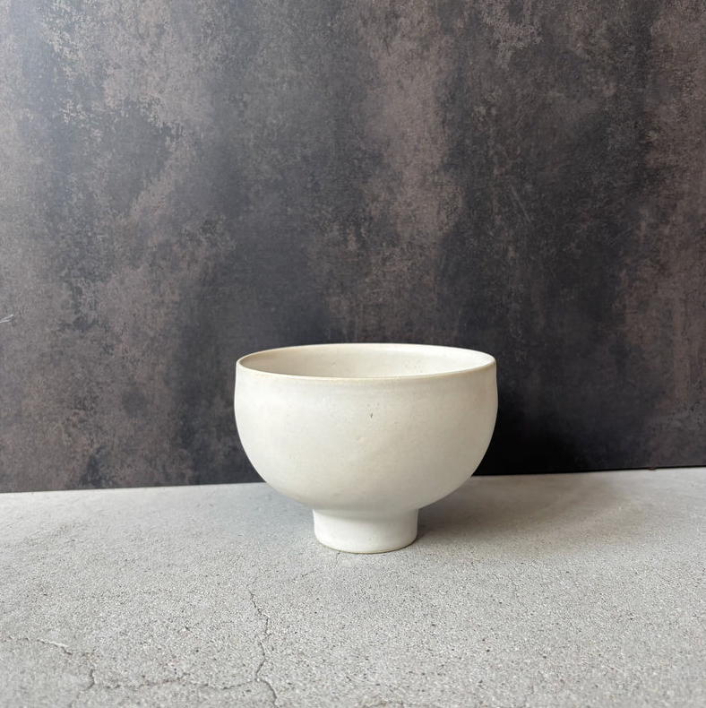 Footed Bowl, Small, White No.2 — Okinawa. Handmade Okinawa ware from Japan.