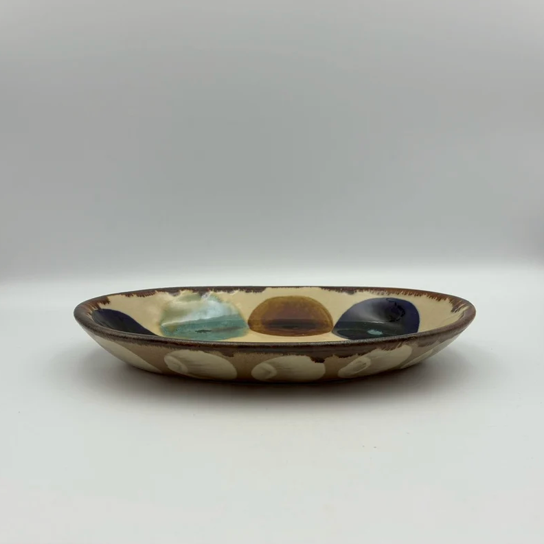 Brown plate from Okinawa, handmade in Japan