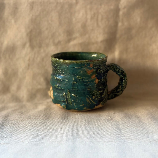 Blue & Green Landscape Mug No.1. Handmade Miyazaki ware from Japan.