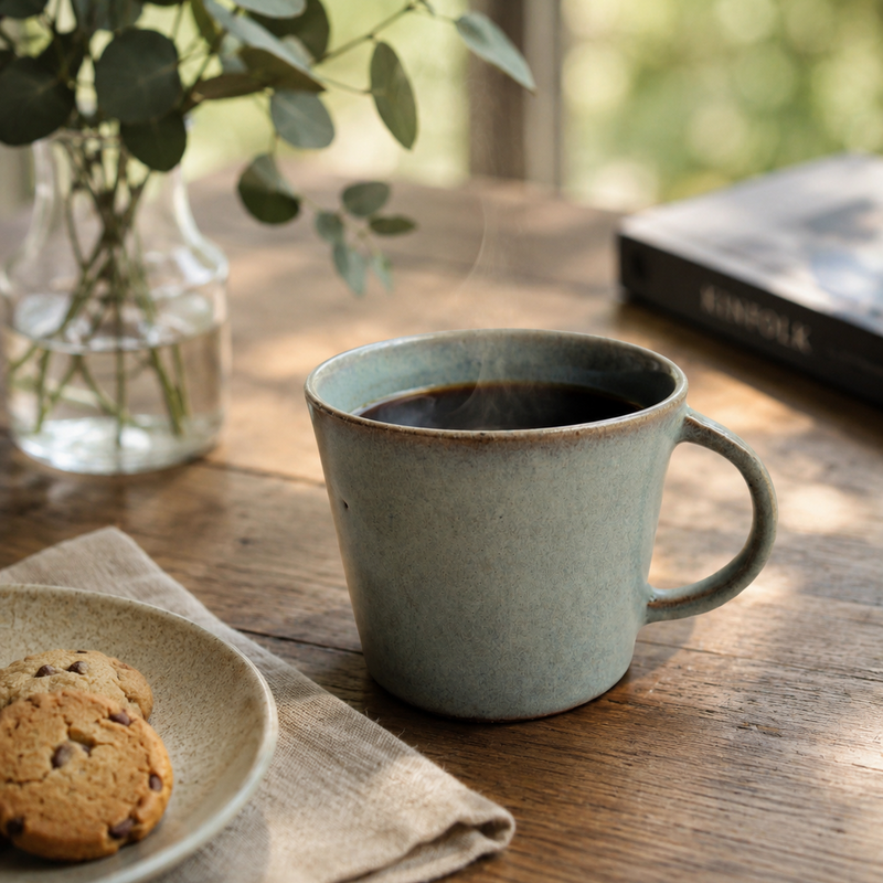 Mug with plenty of pine ash glaze