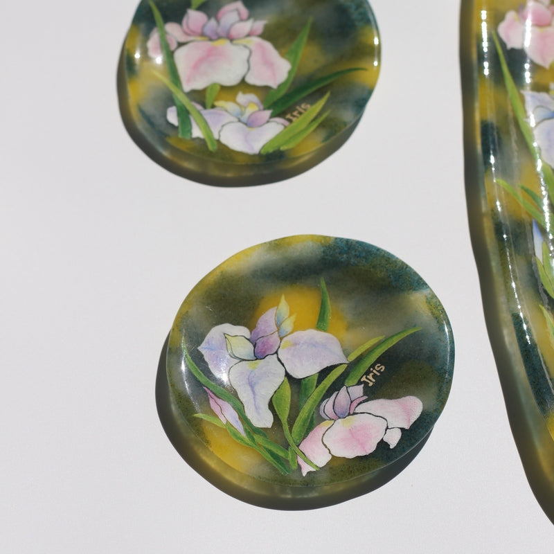花菖蒲長皿、豆皿付　Japanese Iris Garden with Two Small Plates