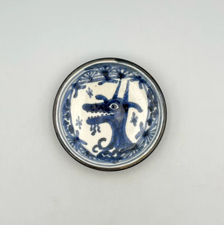 Paterna Goat Plate, 4-sun — Okinawa. Handmade Okinawa ware from Japan.
