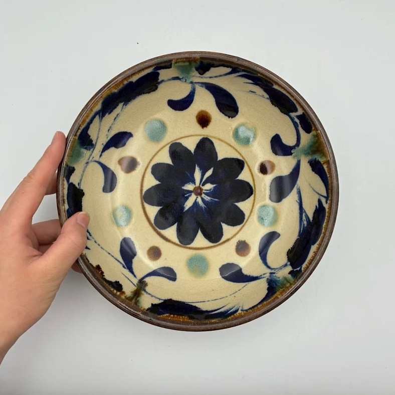Handmade Okinawa ware bowl, one of a kind