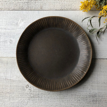 Rust Glaze Ruffle Plate L