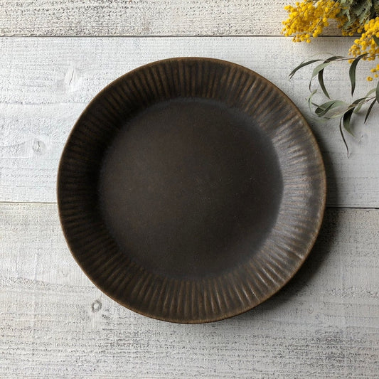 Rust Glaze Ruffle Plate L