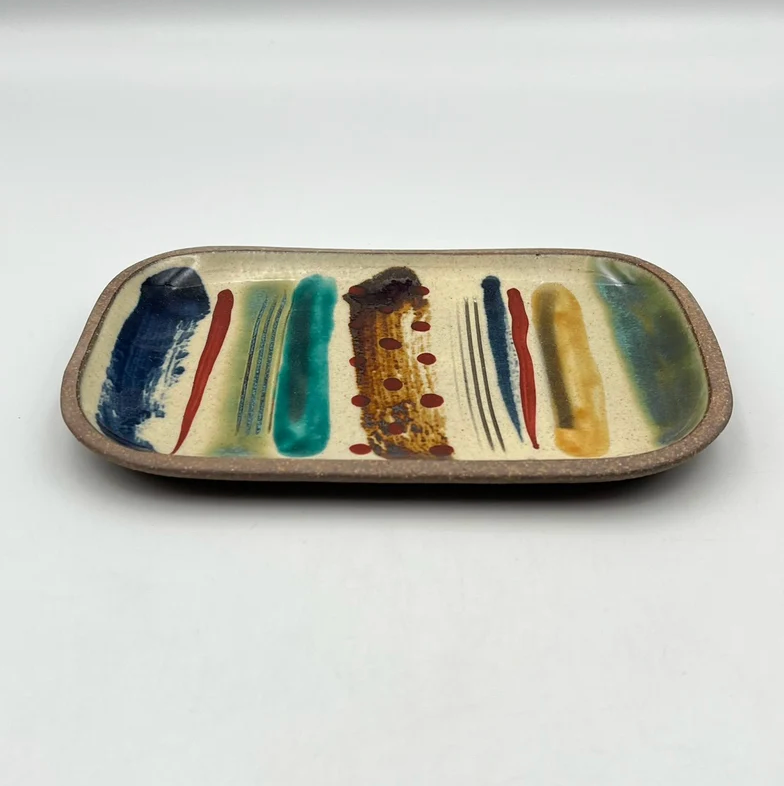 Brown plate from Okinawa, handmade in Japan