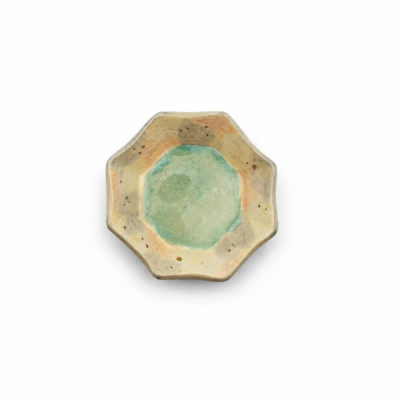 Water Octagonal Small Bowl — Okinawa. Handmade Okinawa ware from Japan.