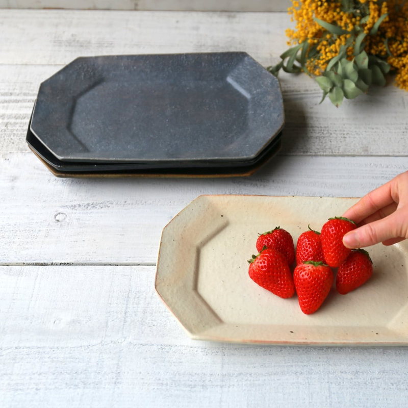 Gray Glaze Octagonal Plate - Large