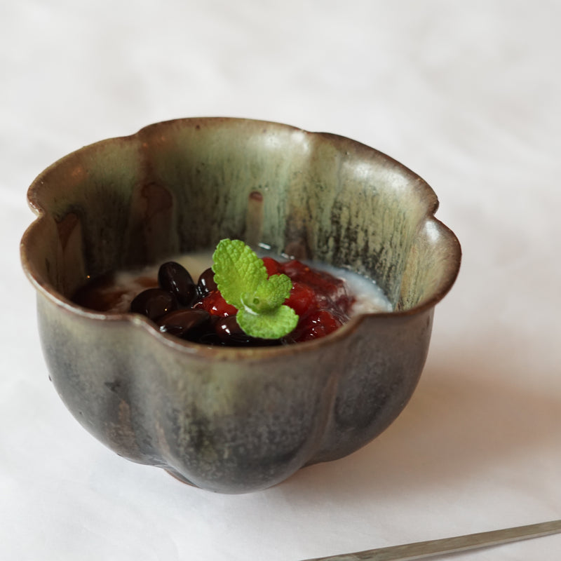 Blue and Gray Glaze Flower Bud Bowl